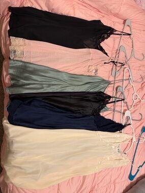 6 Vintage  Victoria's Secret Black, Pink, Sage, Navy, Cream Satin Lace Chemise